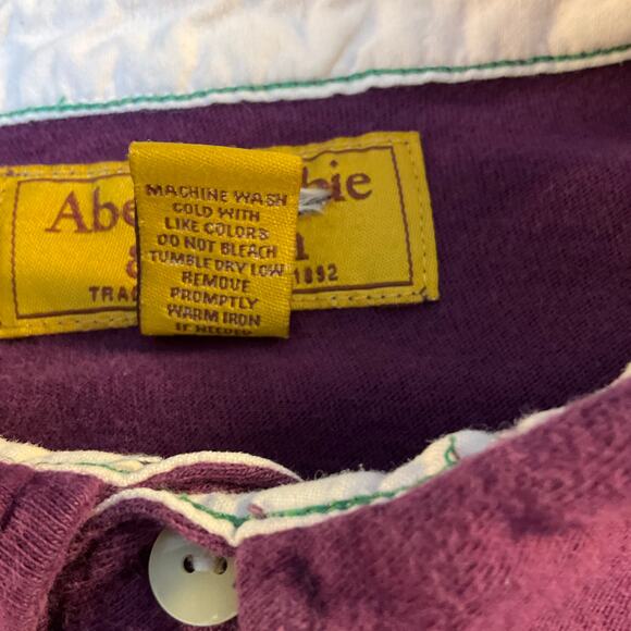Abercrombie & Fitch Preppy Purple Striped Two Button Short Sleeve Polo Size XL - Picture 6 of 8